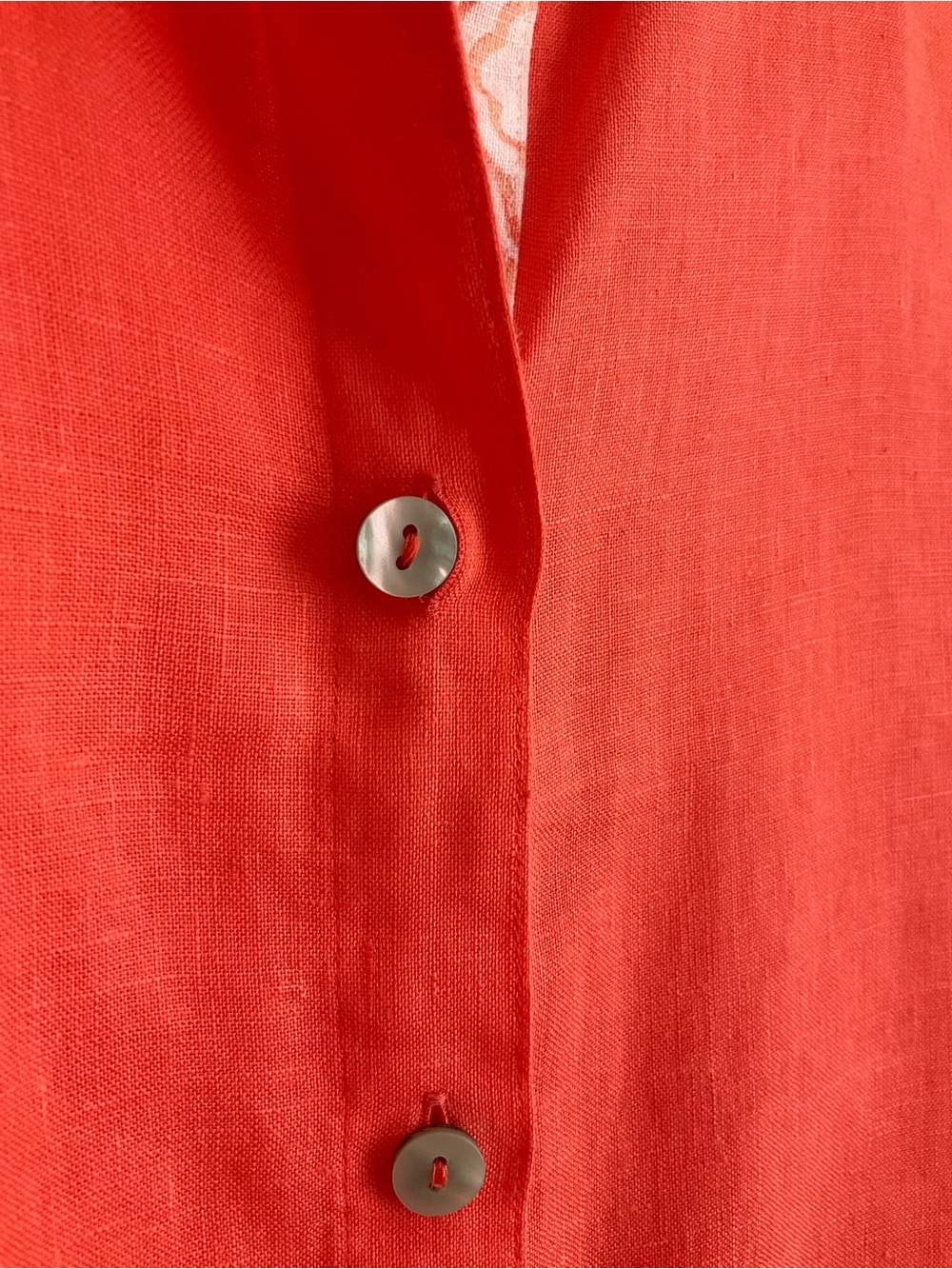 Chico's Vibrant Orange Button-Front 100% Linen Blouse - Picture 4 of 12